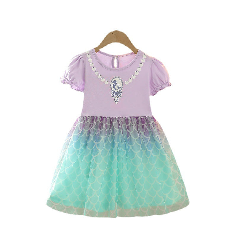 Women's & Children's Summer White Princess Short-sleeved Cotton Alice Children's Dress