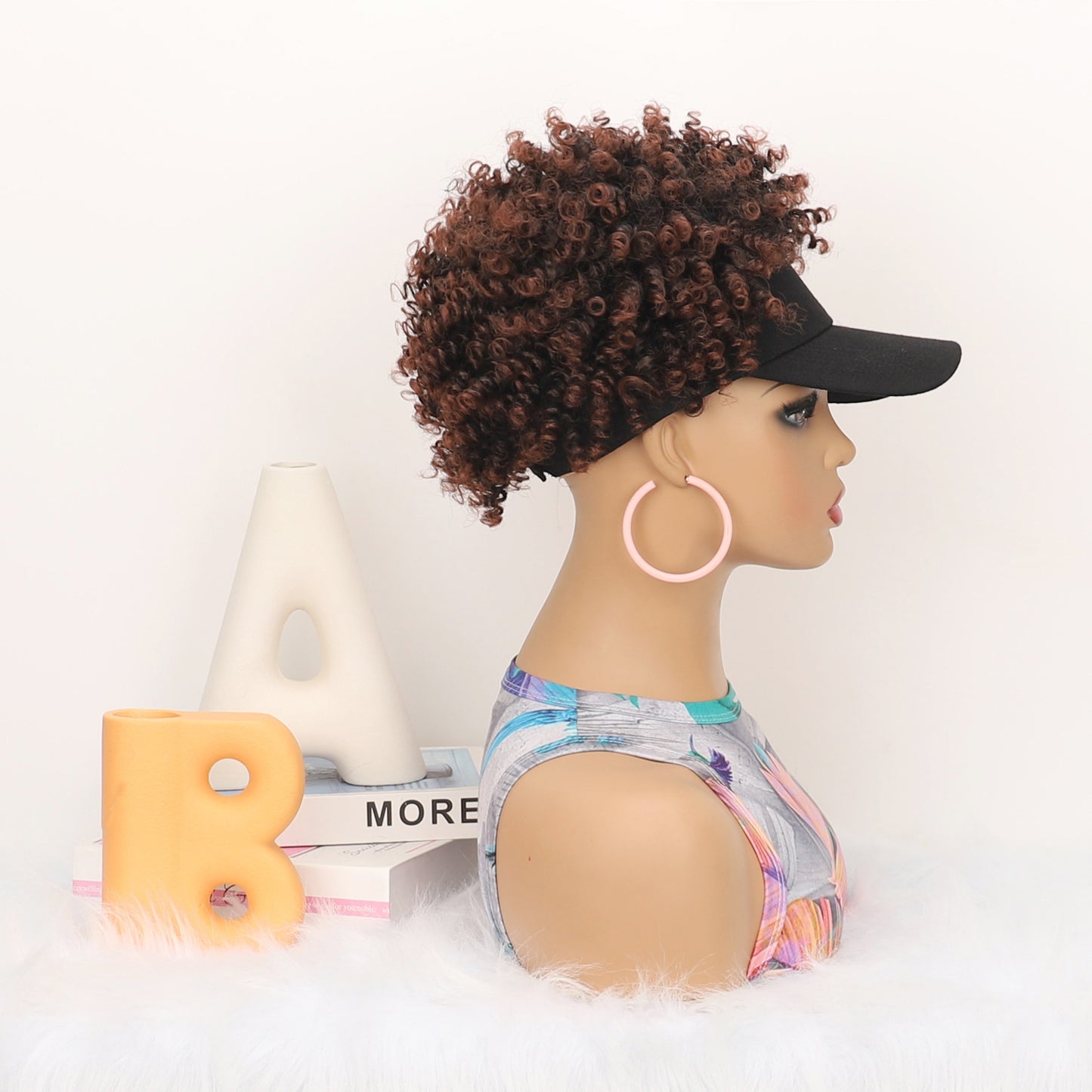 Women's Hat Small Roll Head Cover Screw Spring Wig Short Curly Hair
