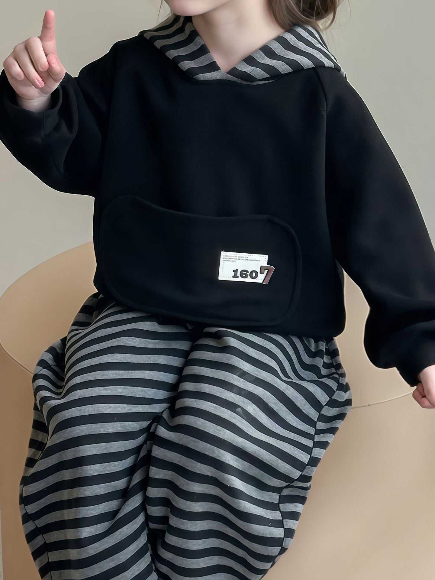 Children's Models Sweatshirt Striped Hoodie Sports Casual Children's Suit