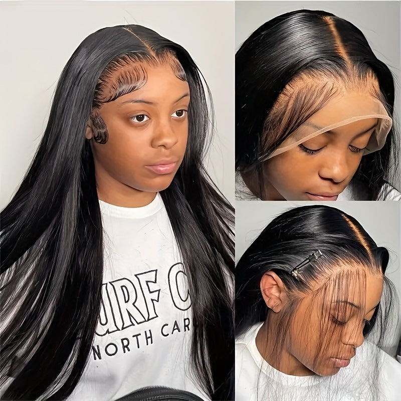 African Front Lace Medium Hair Artificial Long Straight Wig