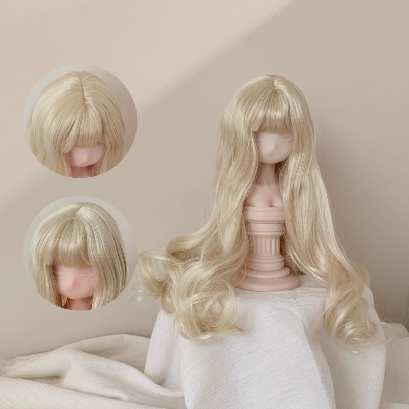 Silk Straight Bangs Long Curly Hair Dress Up Cos Wig