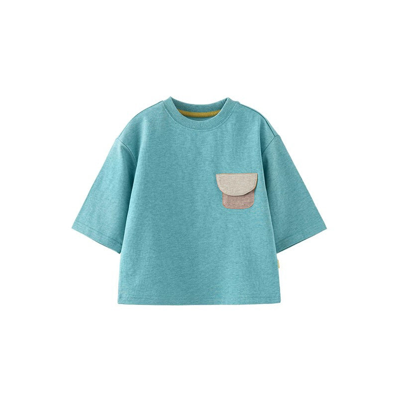 Children's Spring Boys Cotton Korean Style Short Sleeve Cropped Casual Fashion Children's T-shirt
