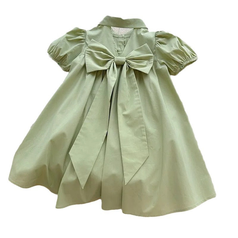 Children's Puff Sleeve Summer Western Style Medium Big Design Sense Collar Children's Dress