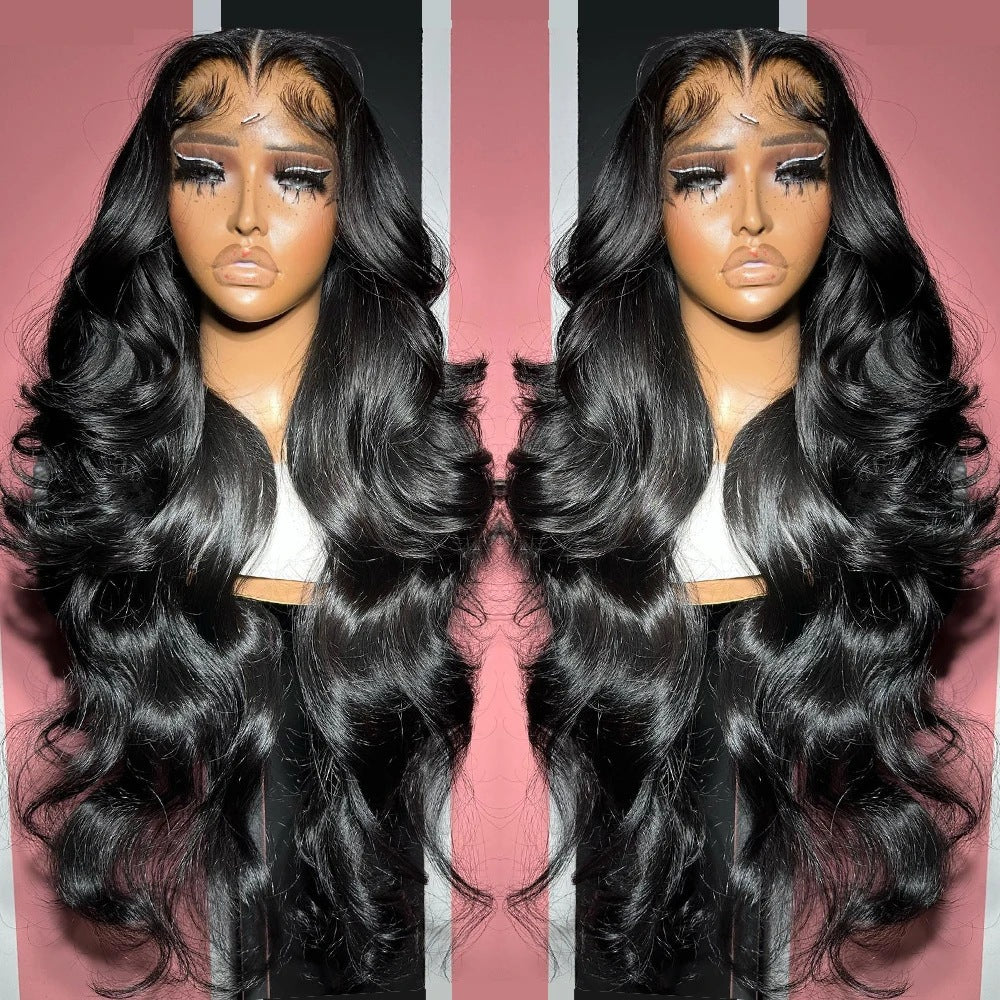 African Medium Black Front Lace Curly Wig Long Curls