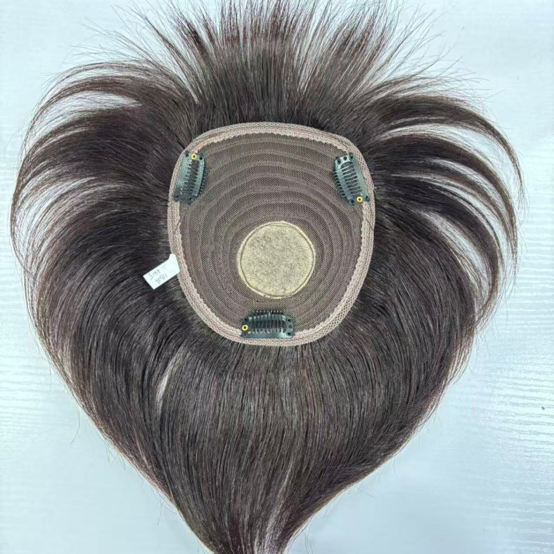 Straight Hair Supplementing Piece Cover Gray Extra Large Size Simulation Wig