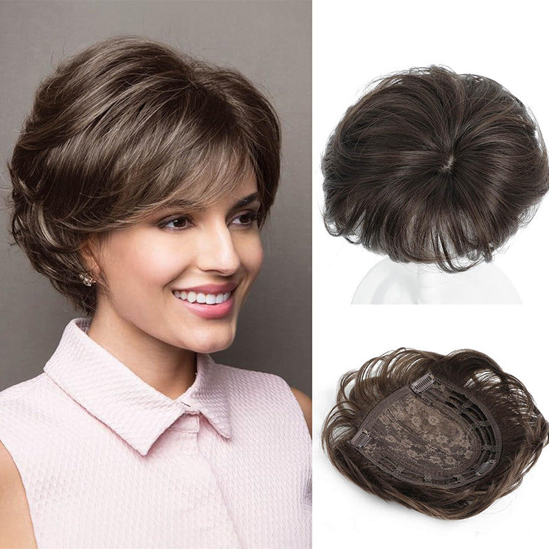 Women's Piece Head Hairpiece Chemical Fiber Increase Cover Wig Short Curly Hair