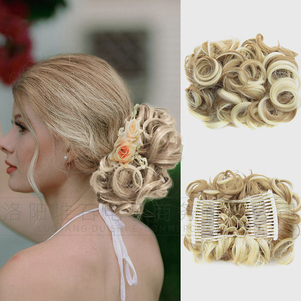 Women's Synthetic Hair Bag Comb Curly Multicolor Elastic Wig Ponytail