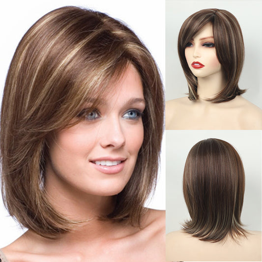 Women's Head Side Bangs Synthetic Wigs Overseas Warehouse Wig Short Straight Hair