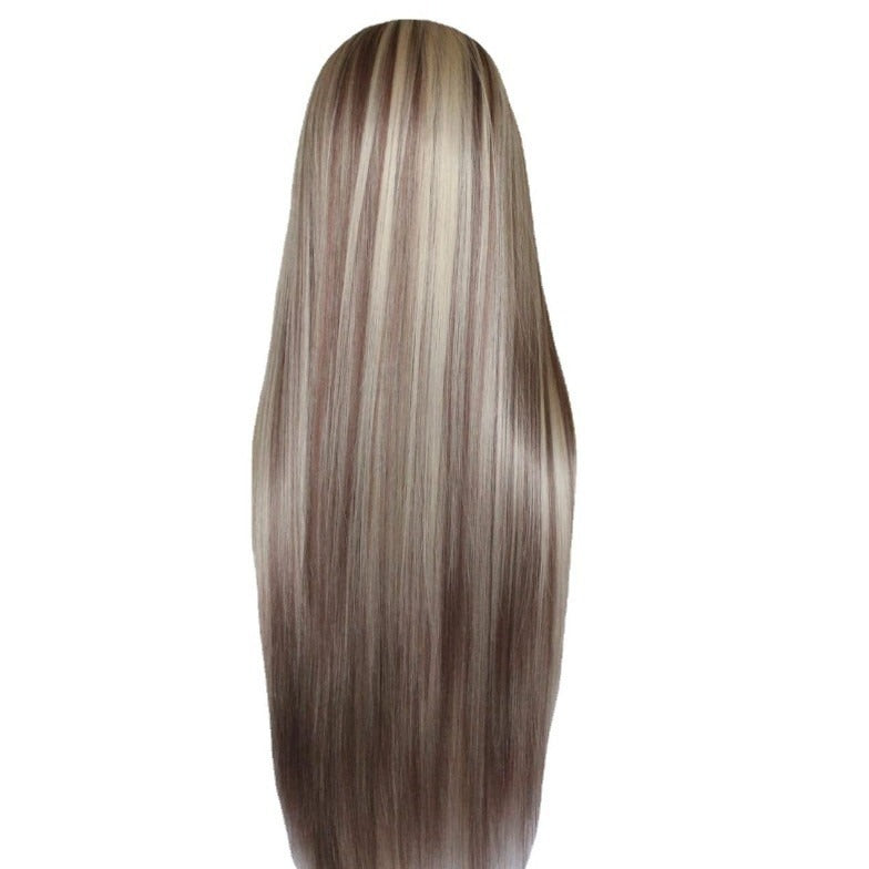 Fiber Hair Female Gradient Color Mixed Head Long Straight Wig