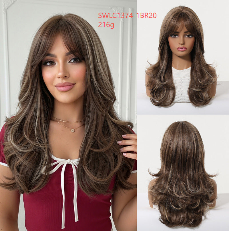 Bangs Curly Hair Atmosphere Idle Style Full Top Wig Long Curls