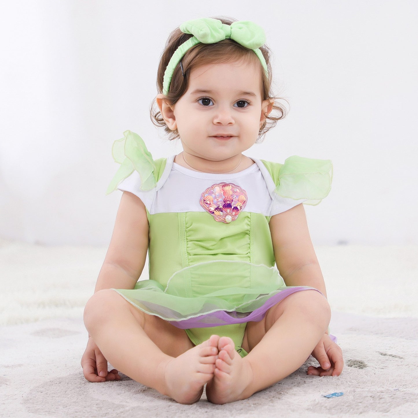 Christmas Mermaid Jumpsuit Long Hair Princess Elsa Romper Toddler Crawling Jumpsuit, Climbing Suit