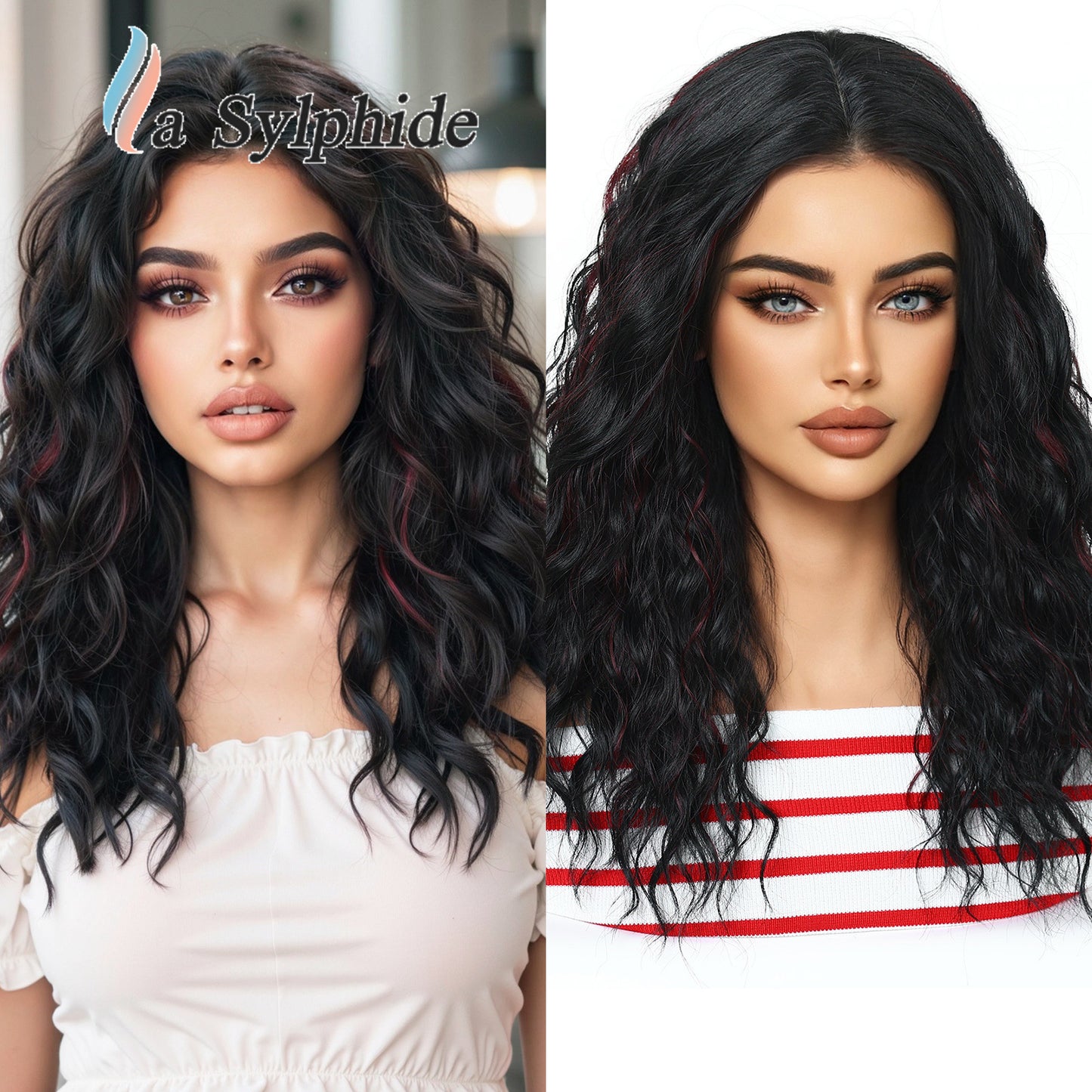 Bangs Orange Highlight Color Mixing Machine Wig Short Curly Hair