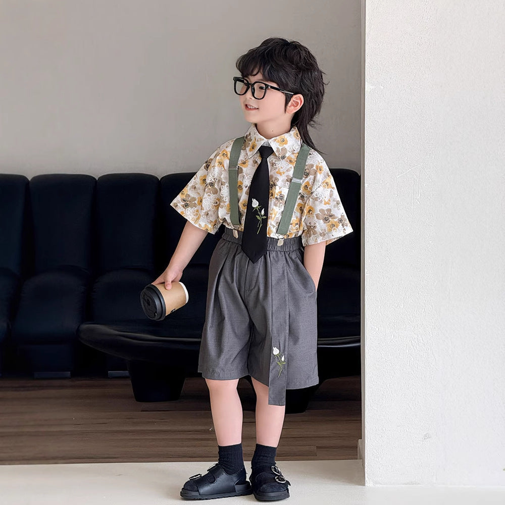 Children's Shirt Summer Korean Style Short Sleeve Children's Suit