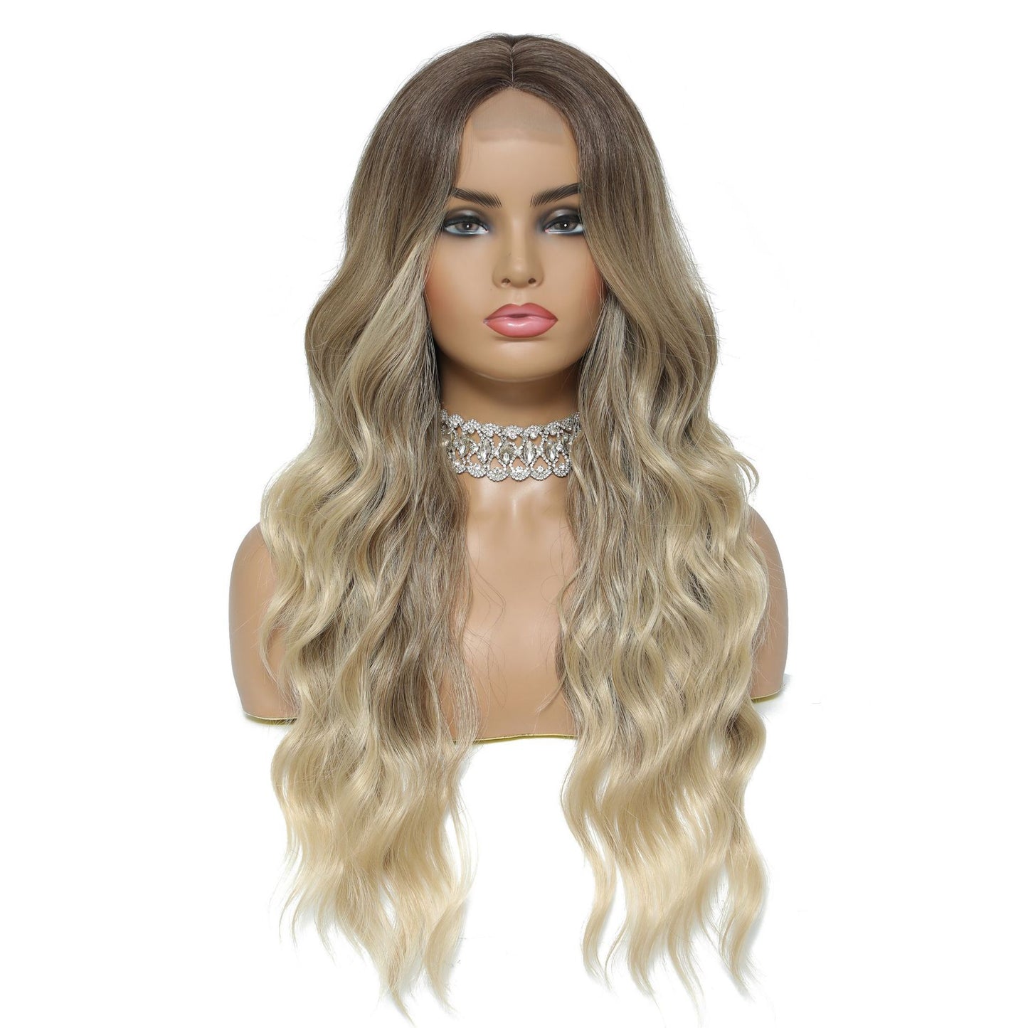 Women's Lace Medium Small Highlight Curly Hair Synthetic Wig Long Curls