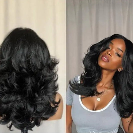 Graceful Front Lace Short Curly Hair Wig Long Curls