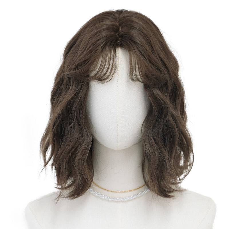 Women's Egg Roll Water Ripple Bangs Artificial Natural Fluffy Wig Short Curly Hair