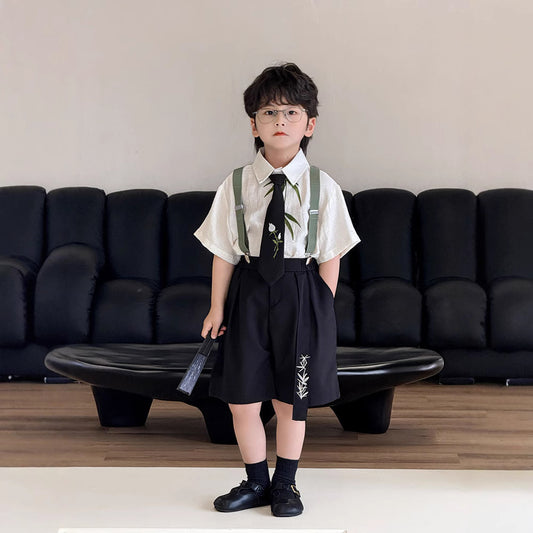 Children's Set Summer Fashion Preppy Style Suit Dress Children's Pants