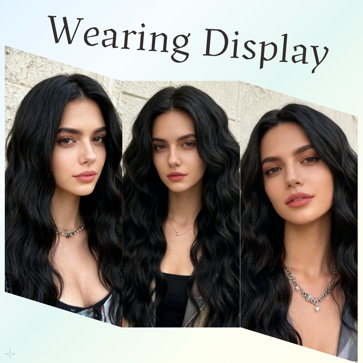 Fashion Black Forehead Lace Mid-length Small Wig Long Curls