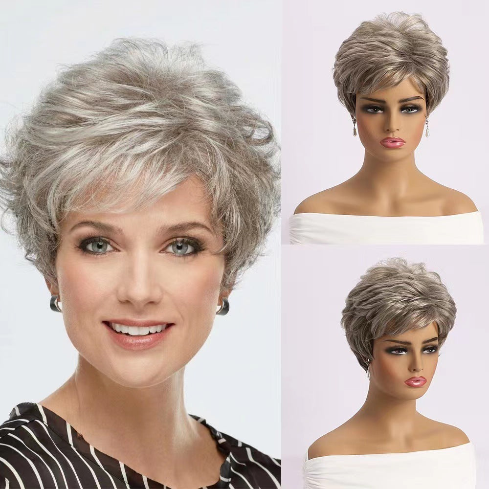 Women's Hood Mechanism Chemical Fiber Temperament Side Wig Short Curly Hair