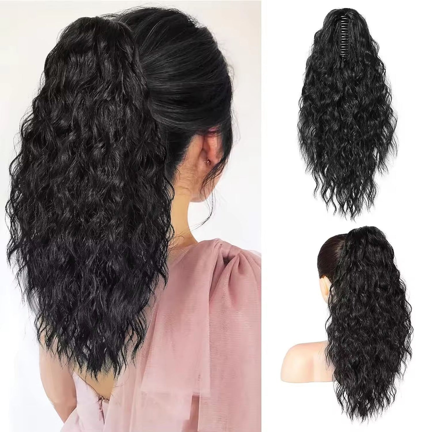 Women's Corn Curler Fluffy Grip Horse Tail Hair Wig Ponytail