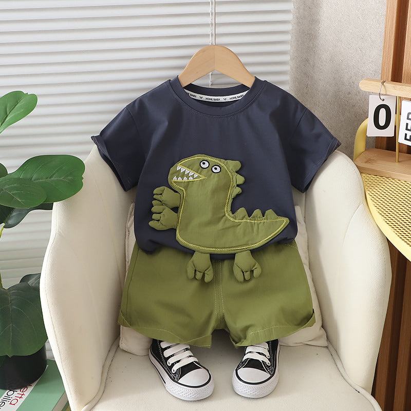 Children's Summer Cartoon Round Neck Short Sleeve Children's Suit