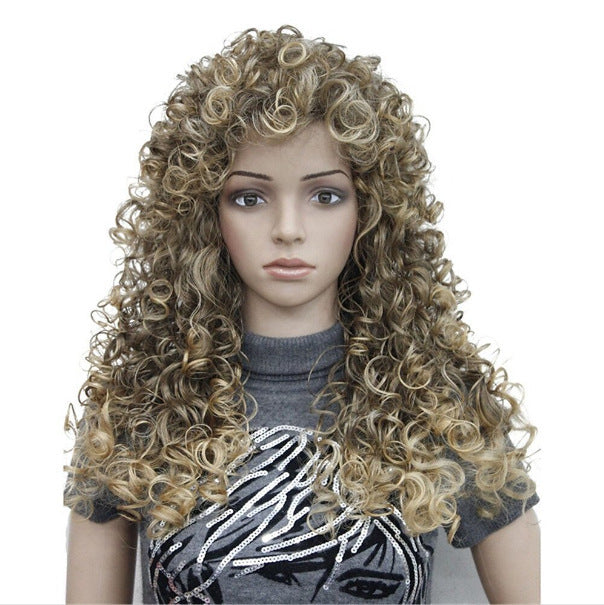Women's African Wigs With Small Curly Hair Afro Synthetic Wig Long Curls