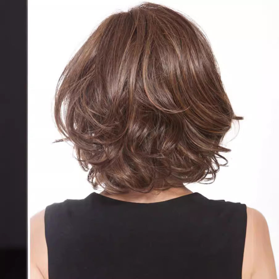 Female Gradient Color Fluffy Face Shaving Rose Net Wig Short Curly Hair