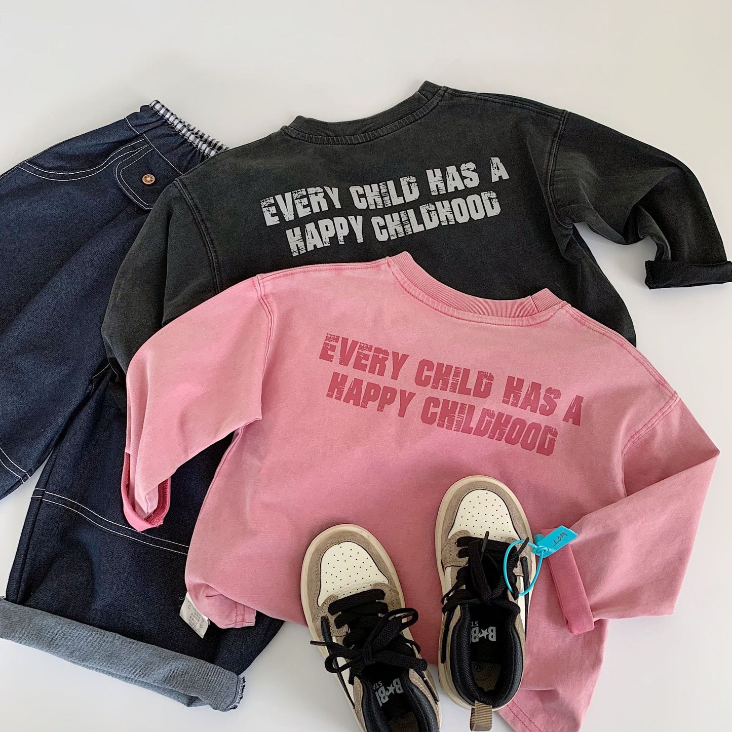 Children's Korean Style Boys Letter Loose Round Neck Bottoming Shirt Children's T-shirt