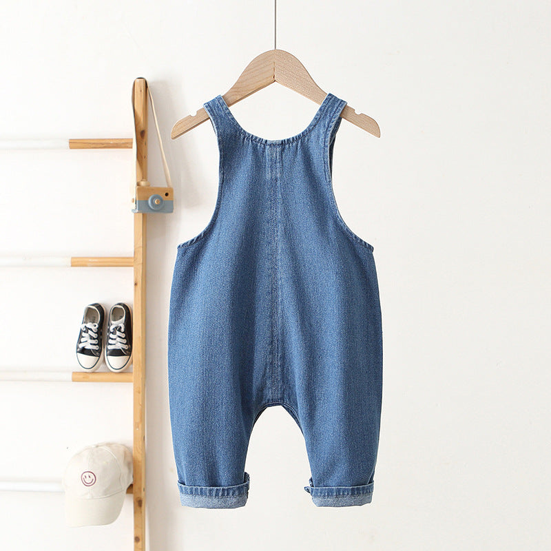 Children's Overalls Korean Infant Toddler Soft Denim Cartoon Children's Pants