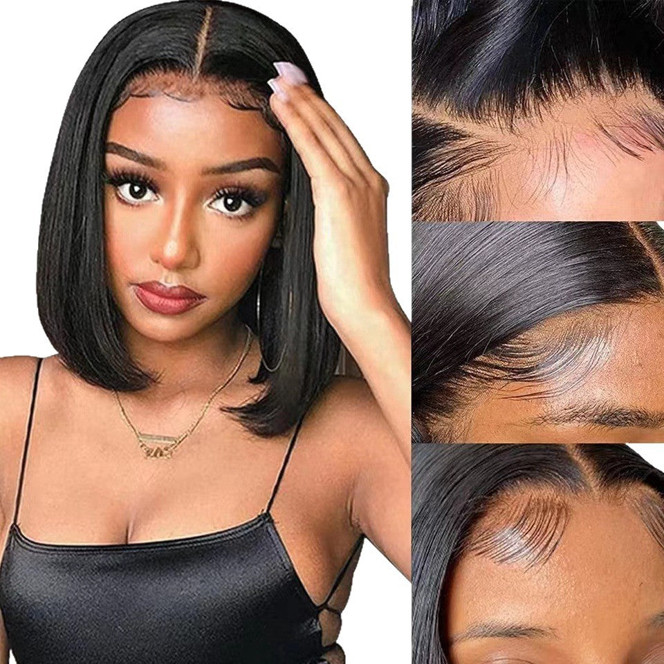 Durable Versatile Lace Bob Sheath Front Wig Short Straight Hair