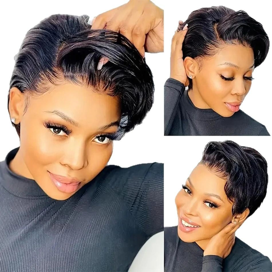 Lace Pixie Cut Short Bob Human Real Hair Wig