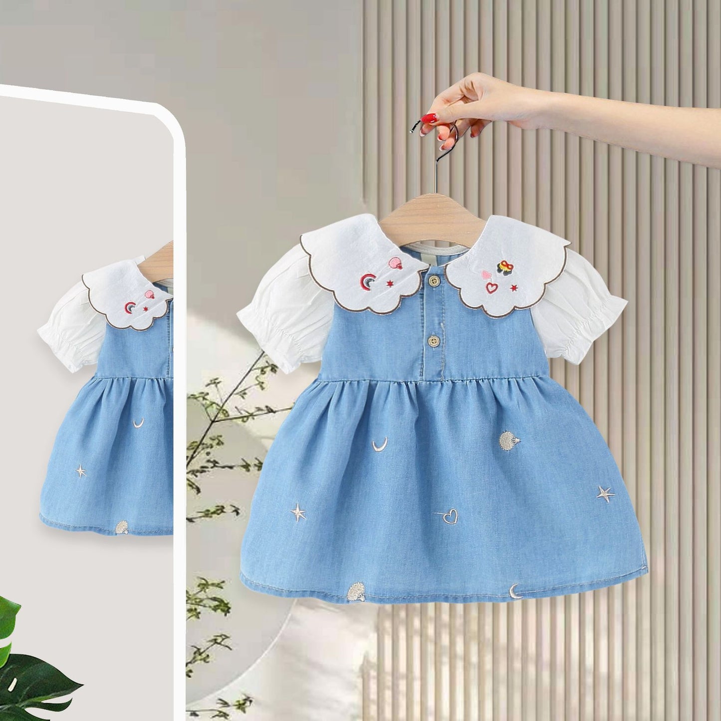 Children's Summer Shirt Casual Petal Collar Short-sleeved Children's Dress