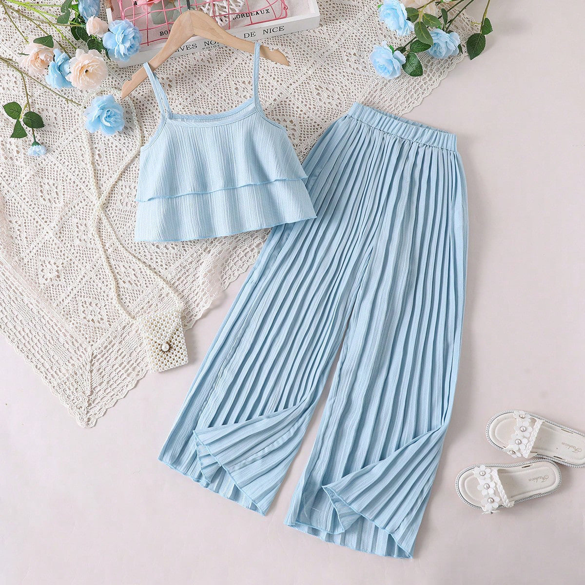 Children's Short Suspenders Pleated Trousers Two-piece Clothing Children's Suit