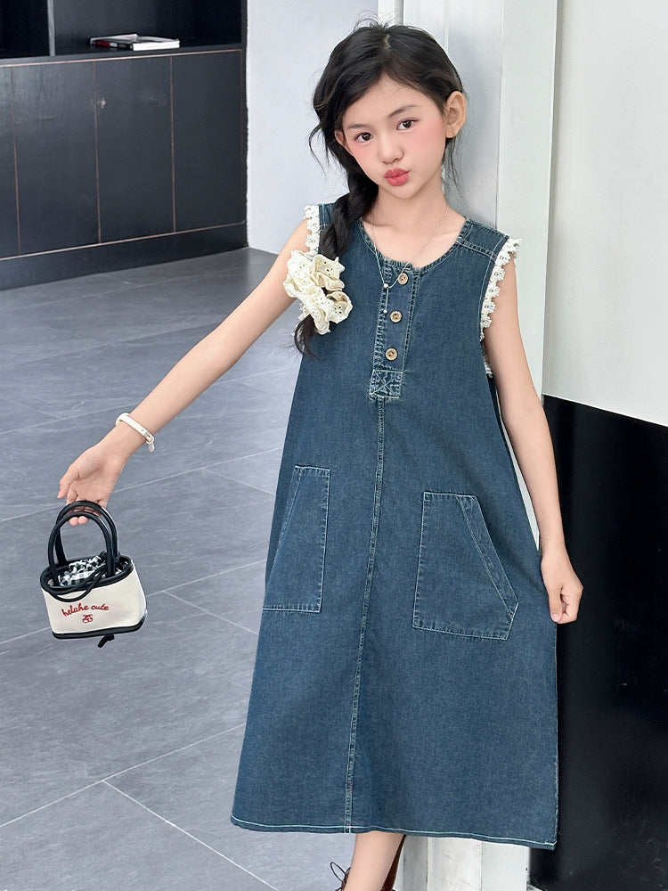 Children's Vest Middle Big Korean Style Sleeveless Children's Dress