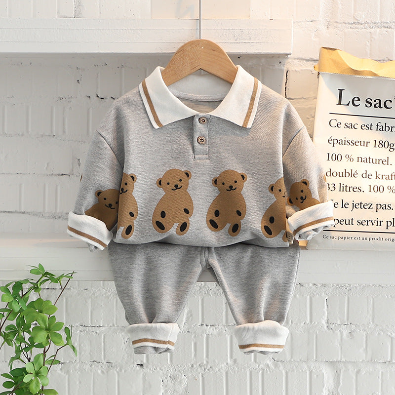 Children's Two-piece Cartoon Lapel Boys Autumn Clothing Children's Suit