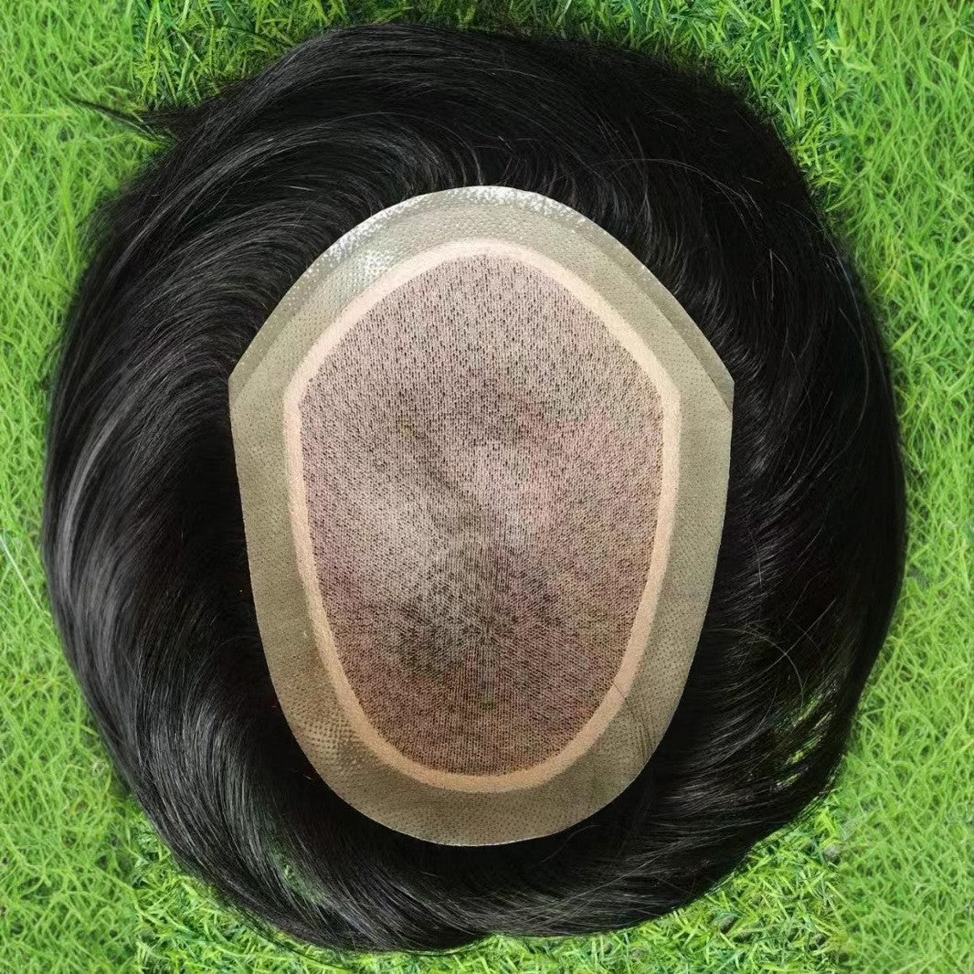 Men's Real Human Hair Supplementing Piece Realistic Natural Men's Wig