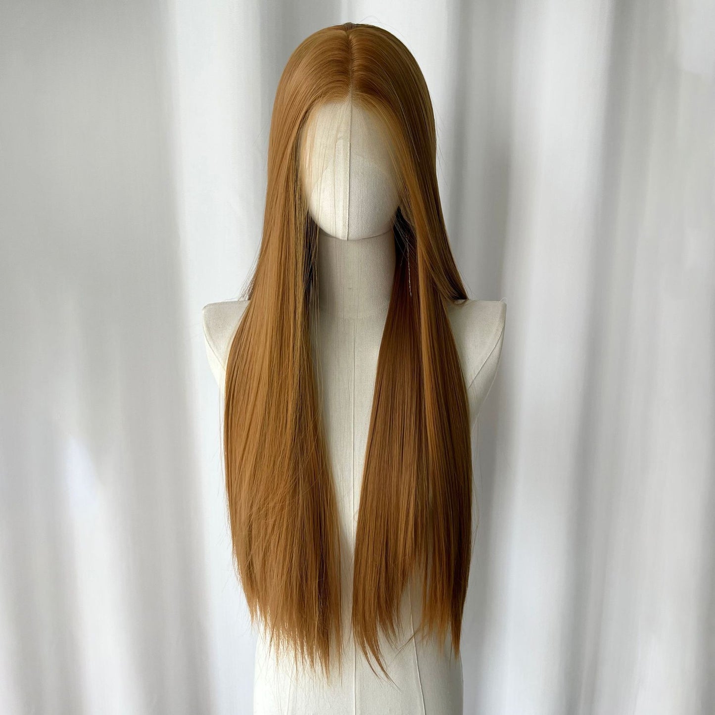 Hand Crochet Head Cover Embryo Crocheting Forehead Lace Free Long Straight Wig