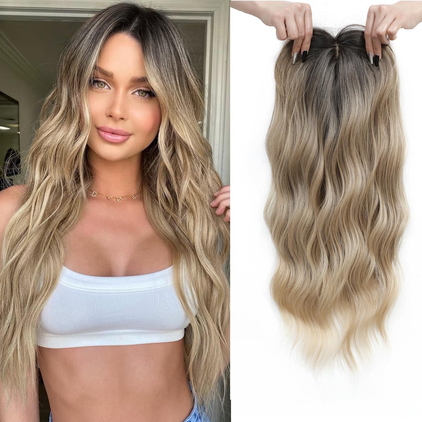 Women's Hairpiece Chemical Fiber Long Curly Hair Gradient Golden Wig