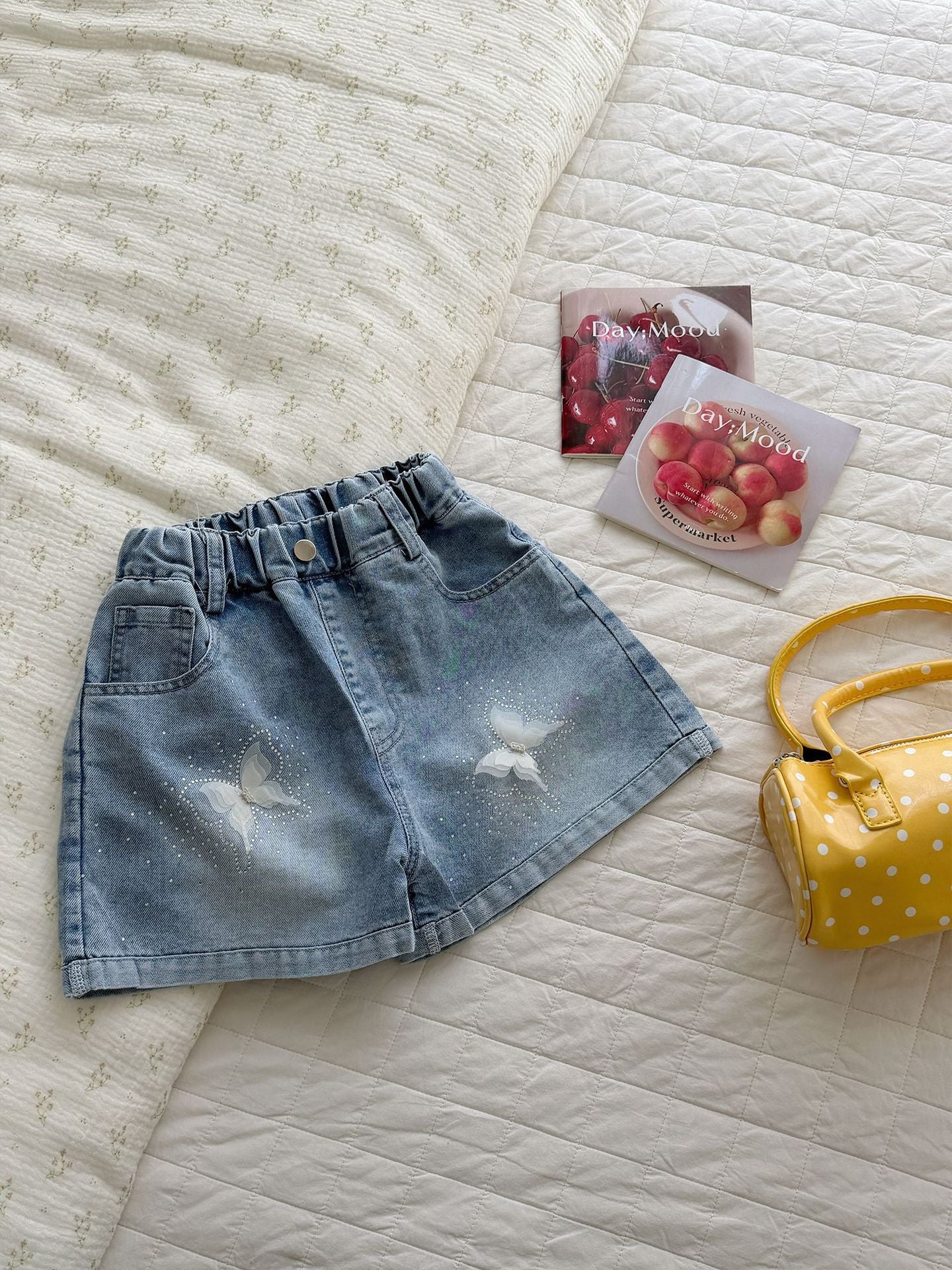 Children's Thin Denim Shorts Outer Wear Butterfly Children's Pants