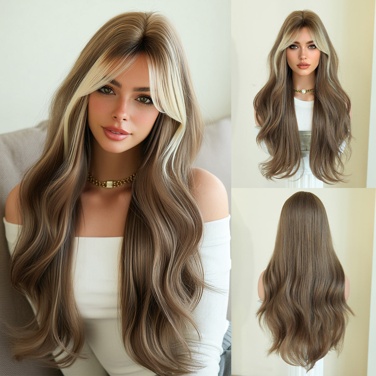 Quality Female Mid-point Wave Black Curly Hair Wig Long Curls
