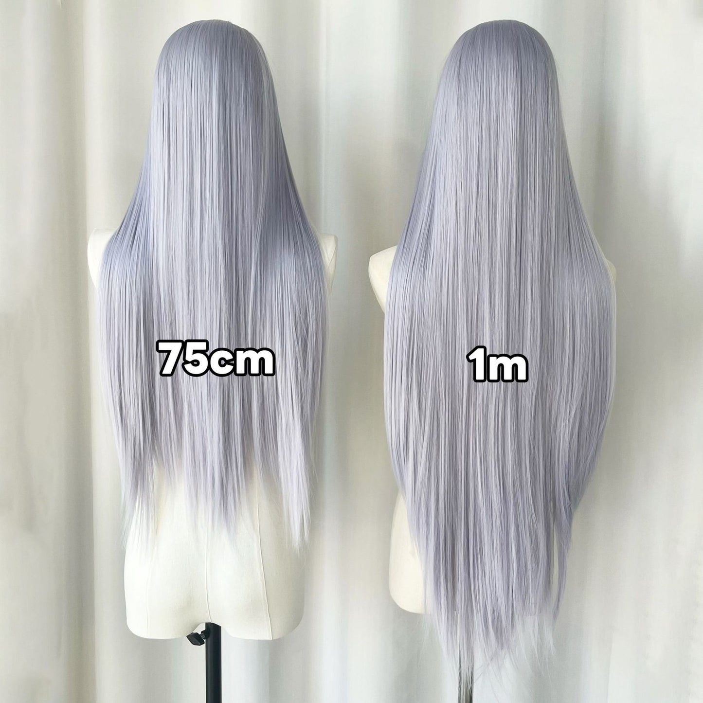 White Gray Hand Crochet Forehead Lace Female Comic Show Mao Long Straight Wig