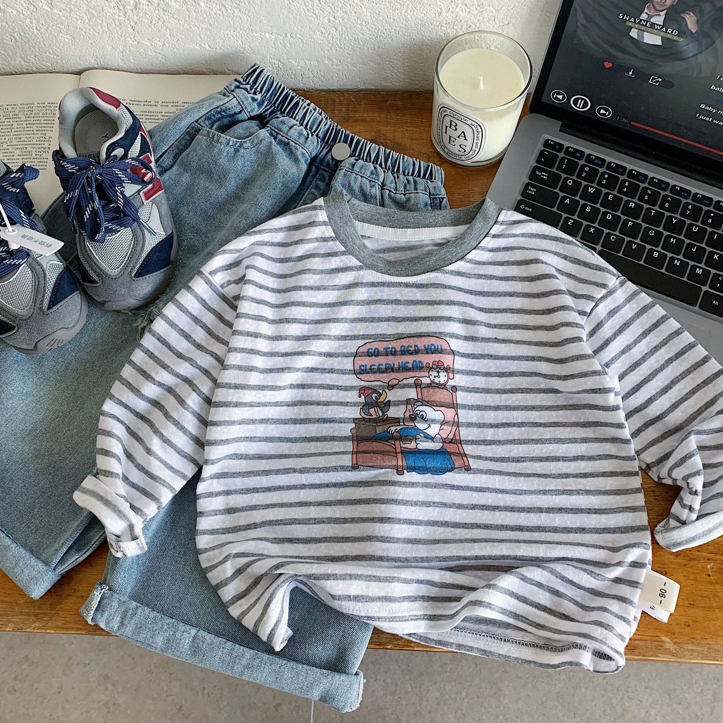 Children's Spring Cartoon Printed Pullover Bottoming Shirt Medium Large Long Sleeve Children's T-shirt