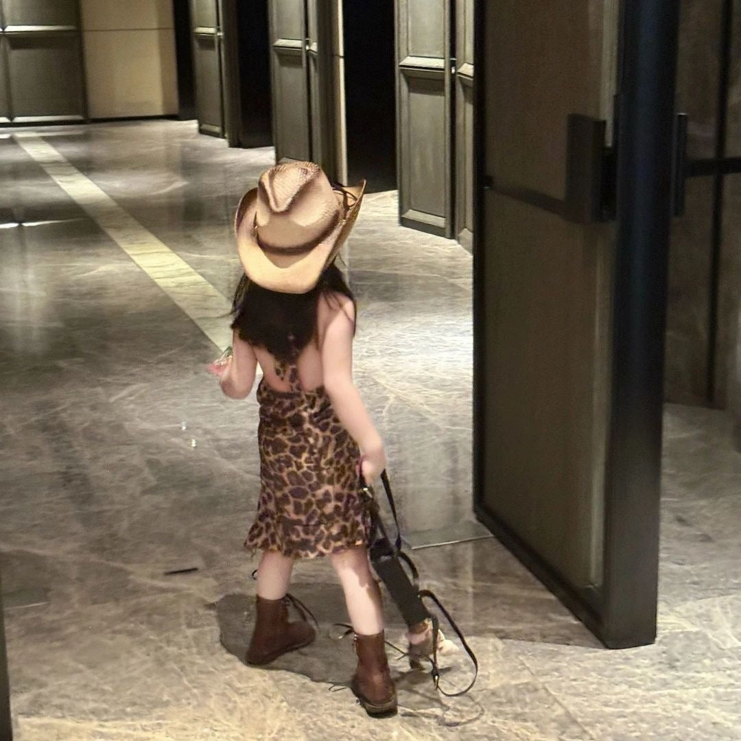 Children's Summer Fashionable Vest Halter Leopard Print Skirt Children's Dress