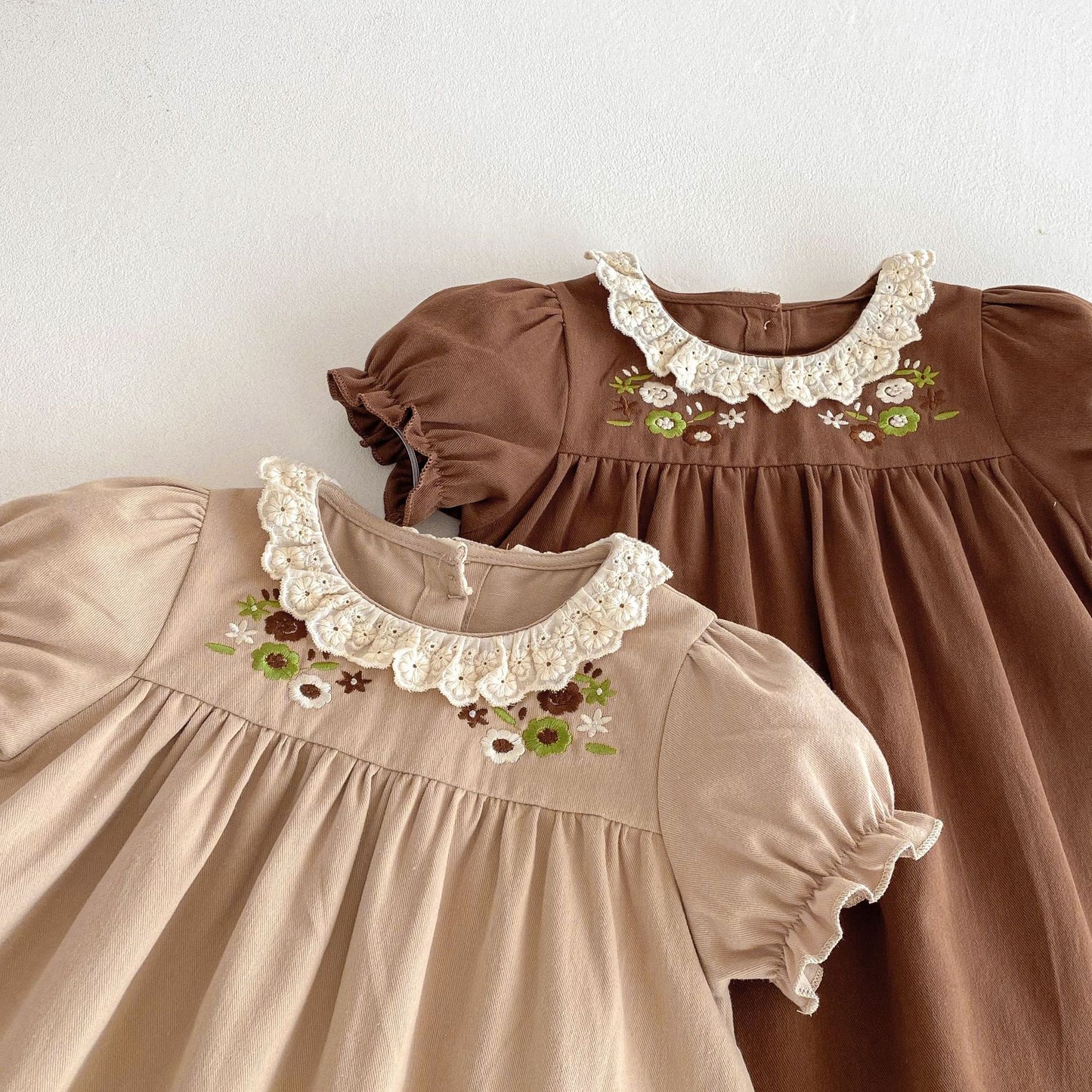 Children's Korean Style Lace Collar Embroidered Little Children's Dress