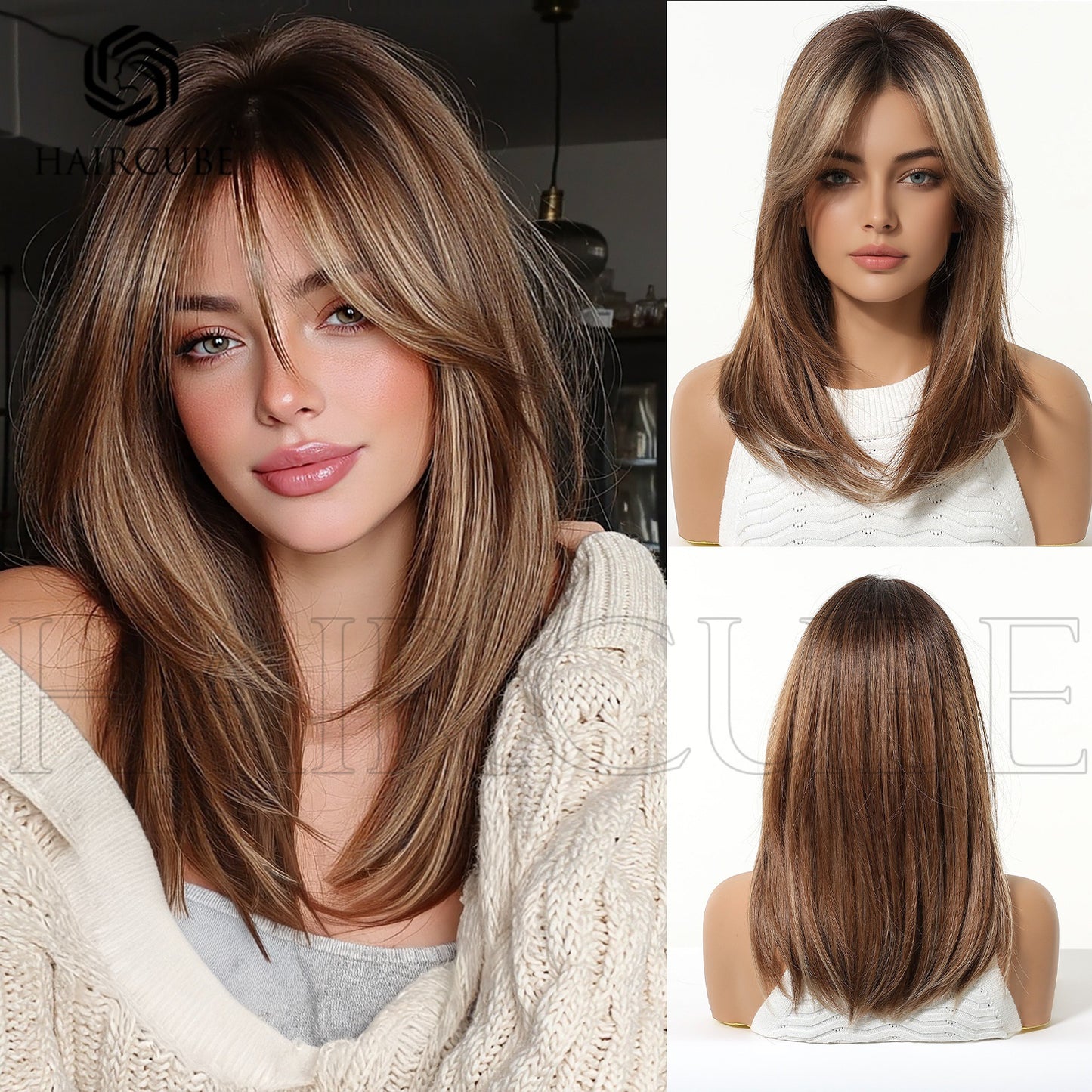 Headgear Female Atmosphere Sense Bangs Mid-length Temperament Wig Short Straight Hair