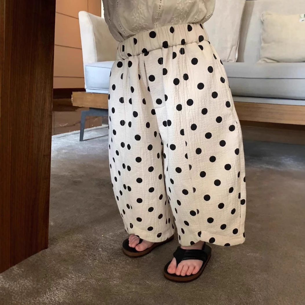 Kindergarten Polka Dot Casual Fashionable Ninth Children's Pants
