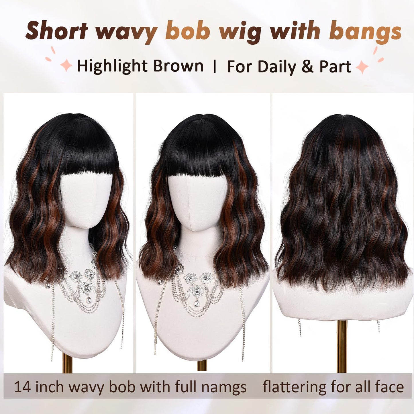 Women's Dyed Water Ripple Fiber Synthetic Wigs Wig Short Curly Hair