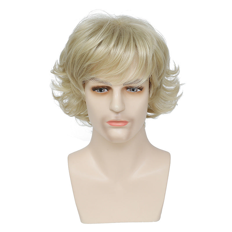 Men's Realistic Short Curly Hair Small Golden Foreigner Fluffy Cos Wig