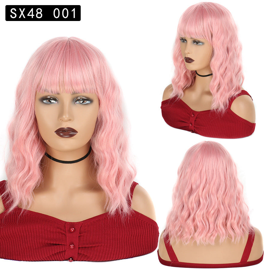 Corn Curler Headband Bangs Fiber Water Wig Short Curly Hair