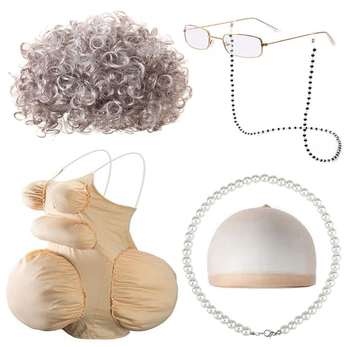 Fake Fat Belly School Day Role Play Dress Cos Wig